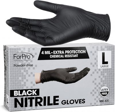 ForPro Black Nitrile Gloves, 100ct